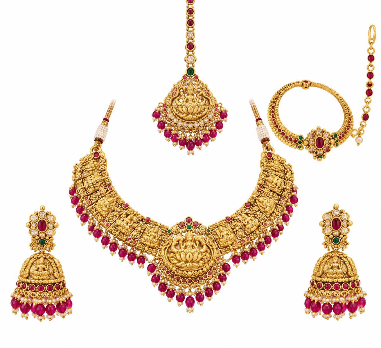 Traditional Uttarakhandi (Pahadi) Antique Gold Bridal Jewelry Set.