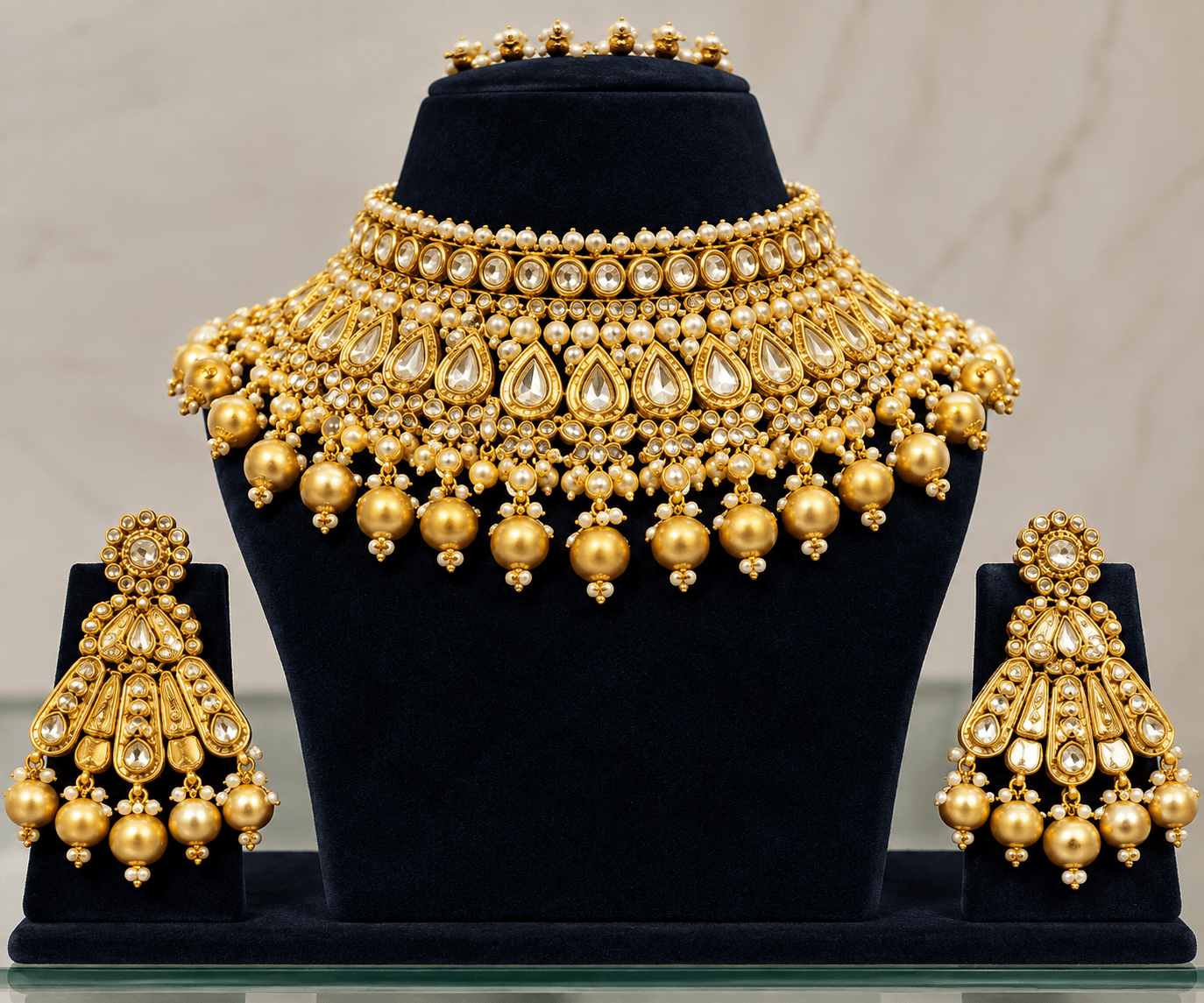 Imperial Antique Gold & Kundan Heavy Bridal Choker Set